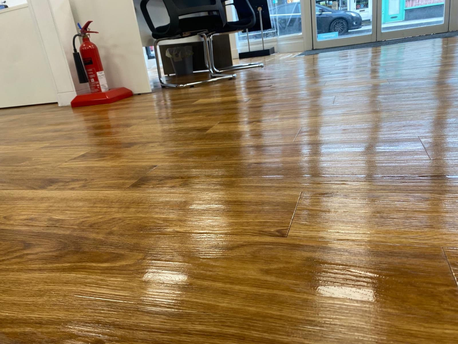 Commercial wood floor cleaning detail
